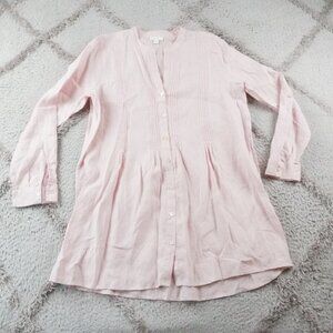 J. Jill Pink Pleated Long Sleeve Button Down